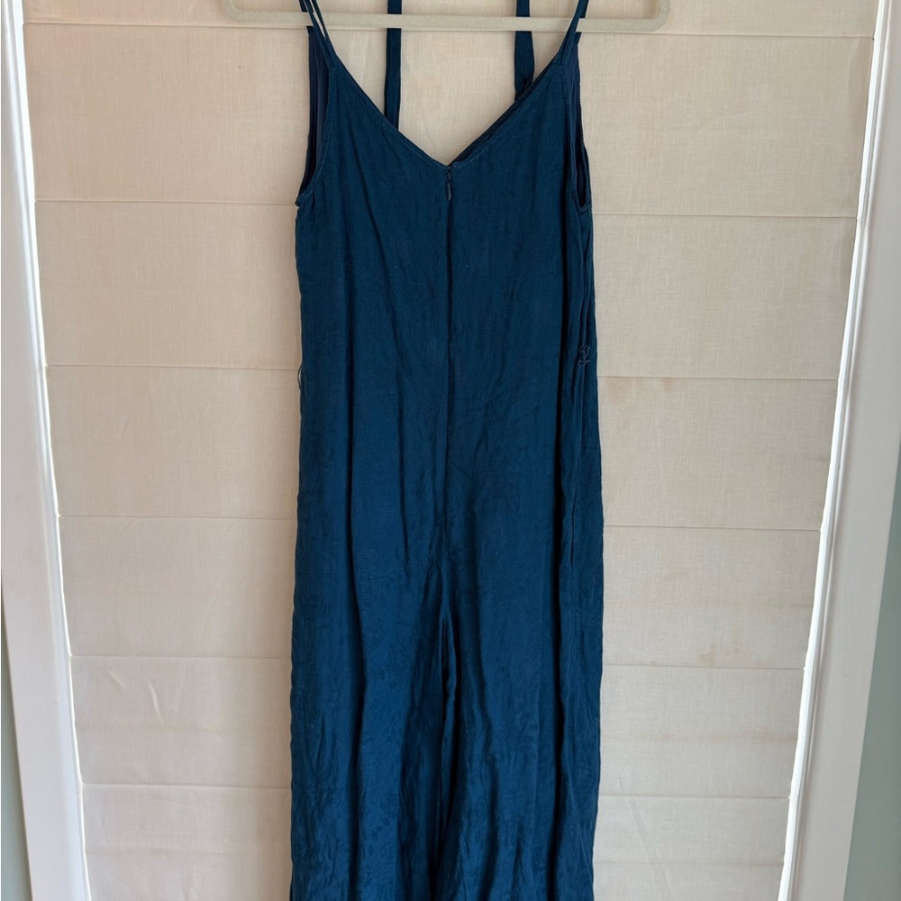 Anthropologie Blue Shell Top with Embroidered Size Label